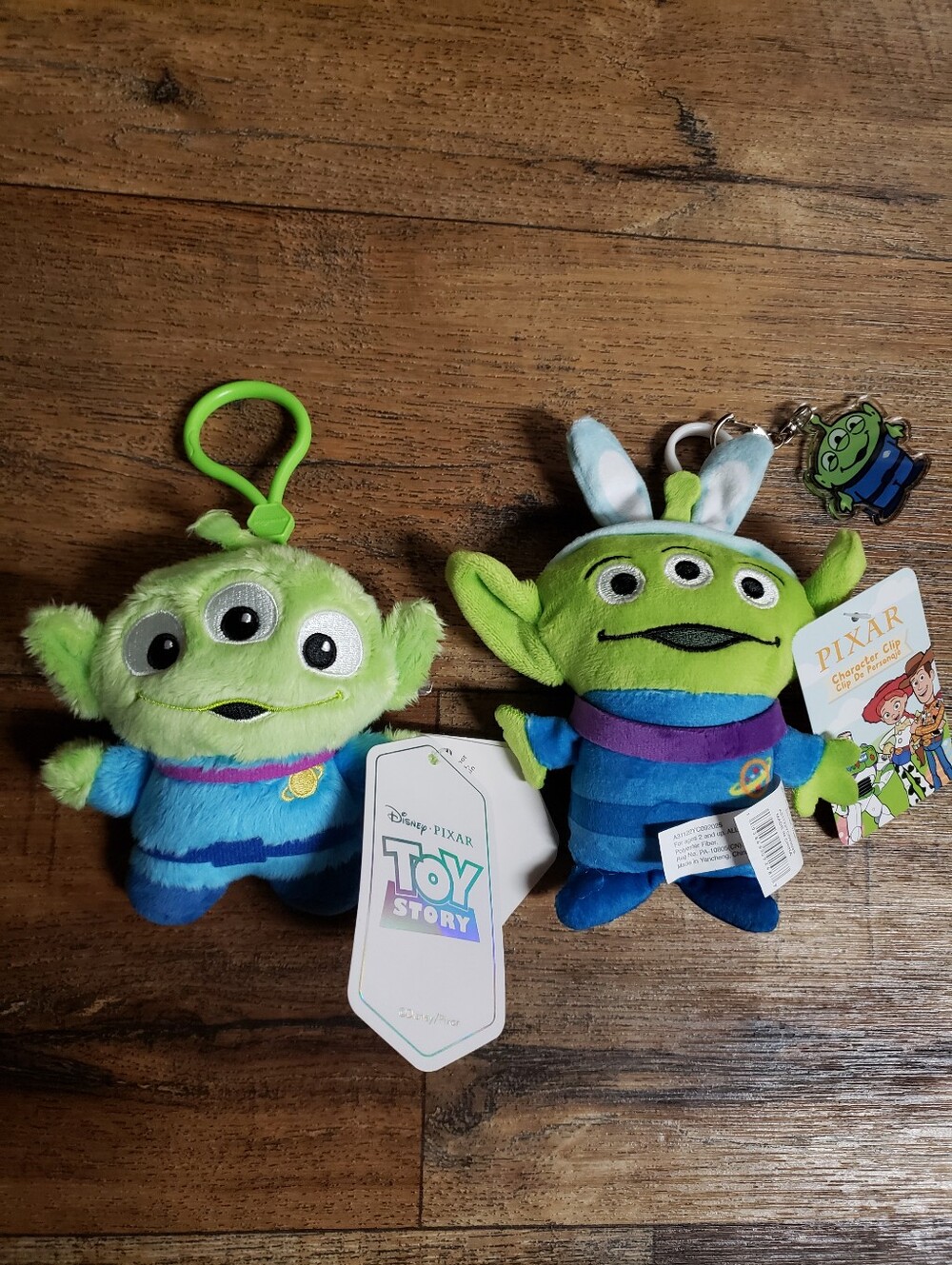 Set Of 2 Toy Story Alien Plush Backpack Keychains